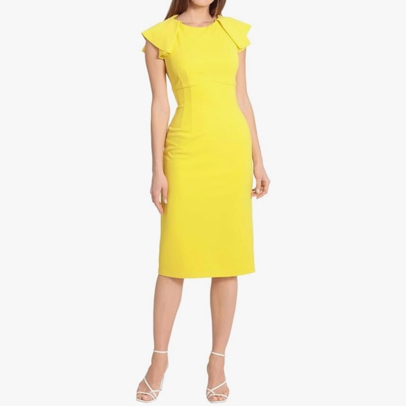 NWT Maggy London Women’s Yellow Midi Dress Size 2 - Picture 2 of 12